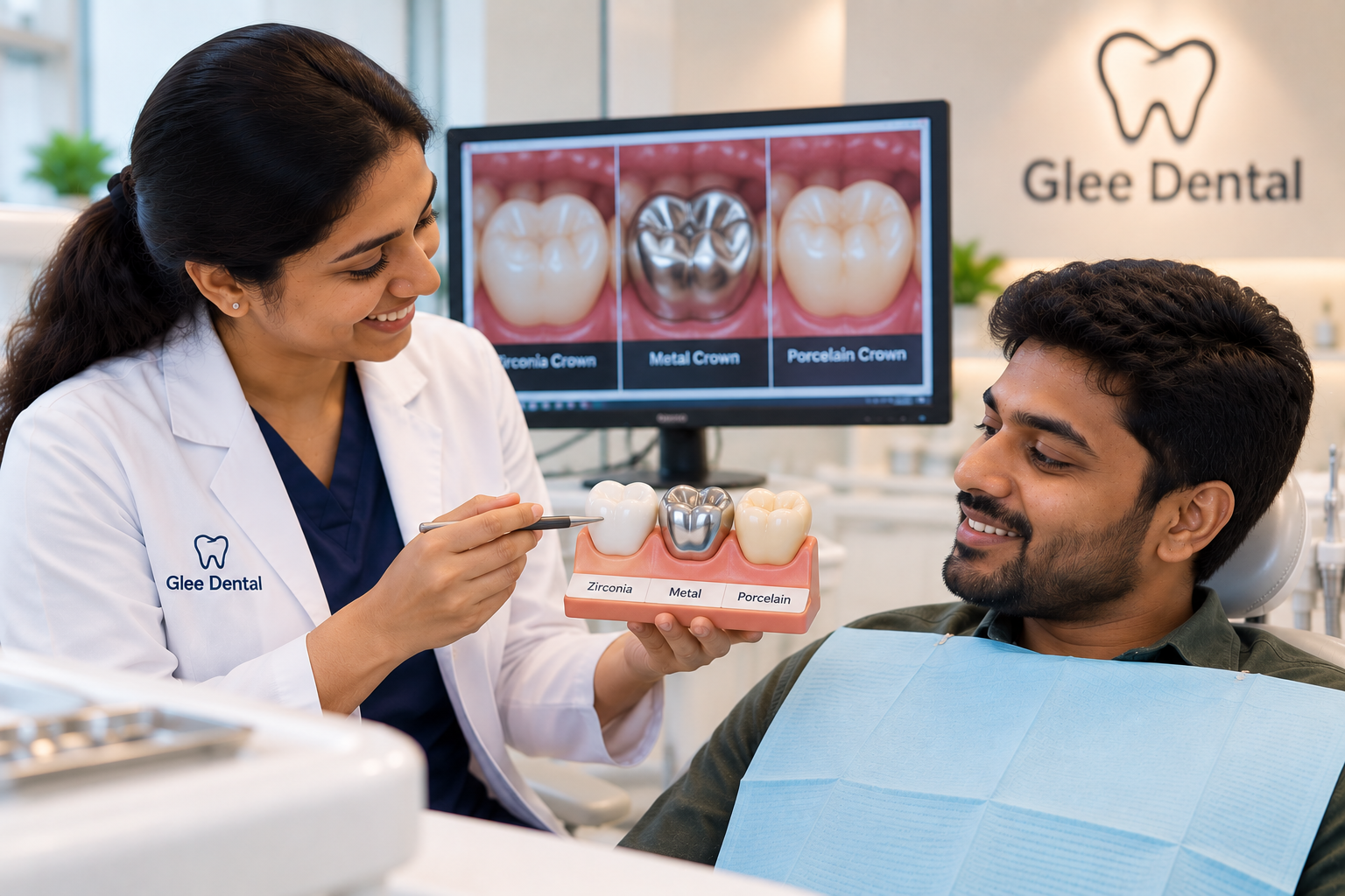 Modern treatment room or smiling patient
